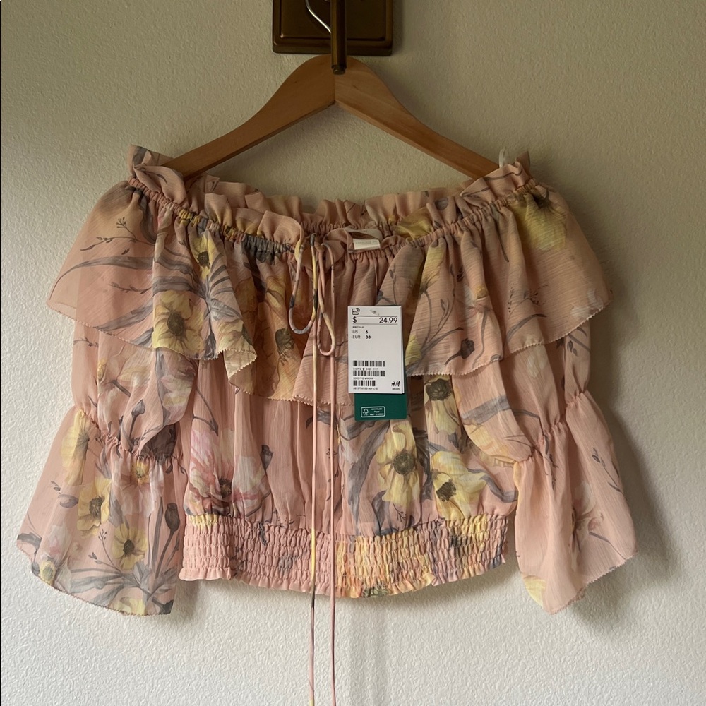 Floral romatic cropped blouse